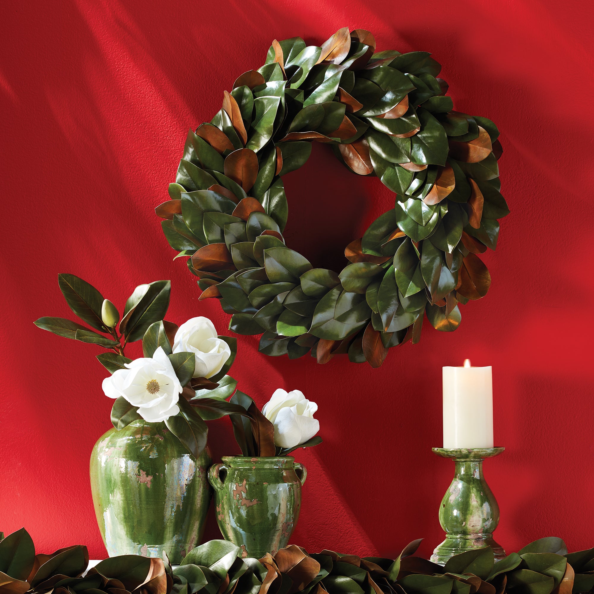 GRAND MAGNOLIA LEAF WREATH 24" - view 2