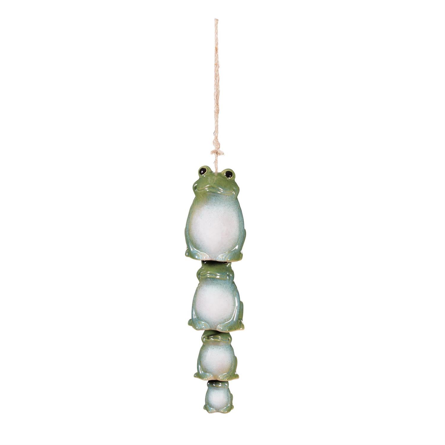 Garden Bell Ceramic Trio Hanging Frogs