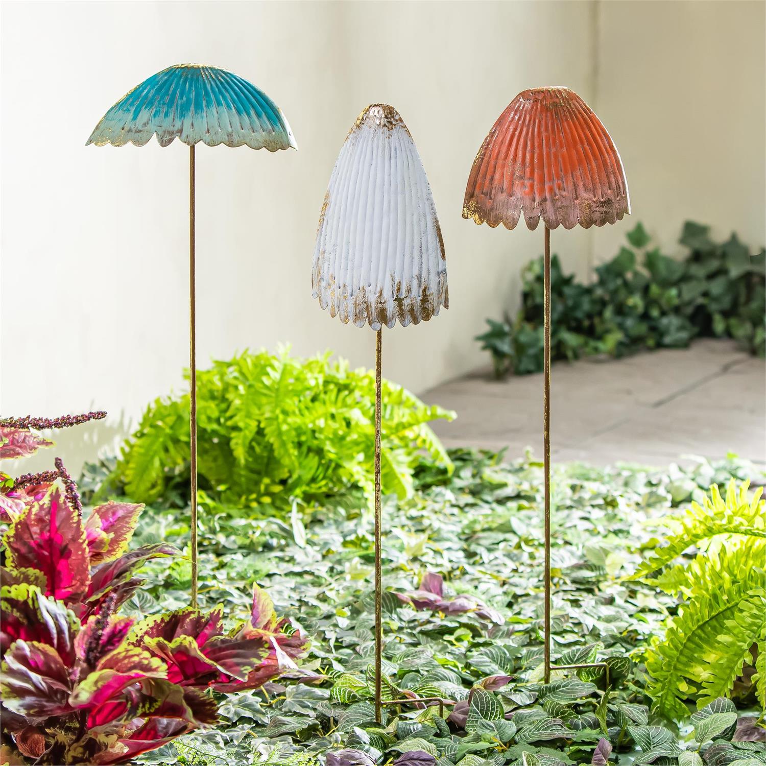 Whimsy Mushroom Metal Garden Stake