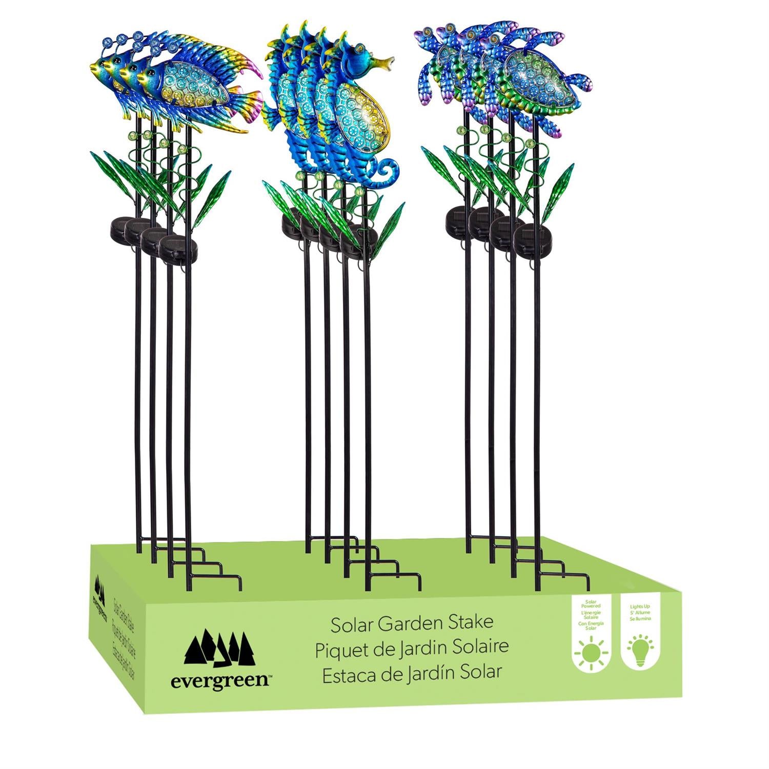 Fish/Seahorse/Turtle  Solar Garden Stake by Evergreen