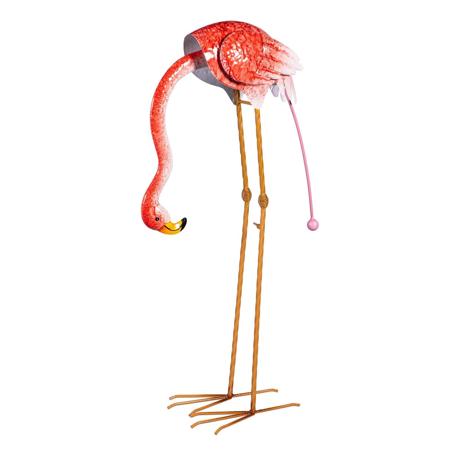 Metal Flamingo Mom Balancer with Wobbly Baby Statue Set