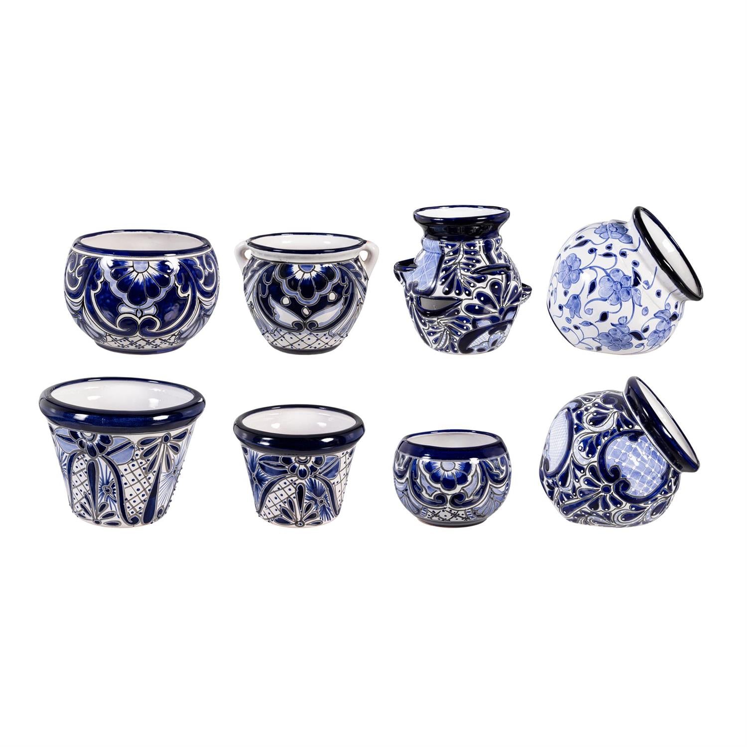 Blue and White Mexican Talavera Planters Assortment