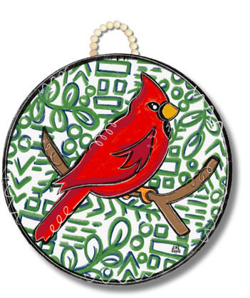 Navy Green Cardinal Door Hanger