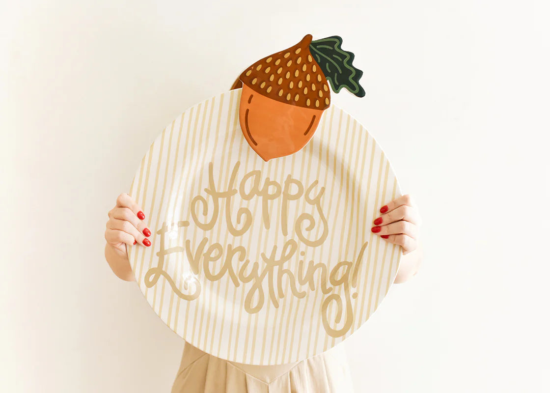 NEUTRAL SKINNY STRIPE BIG HAPPY EVERYTHING ROUND PLATTER