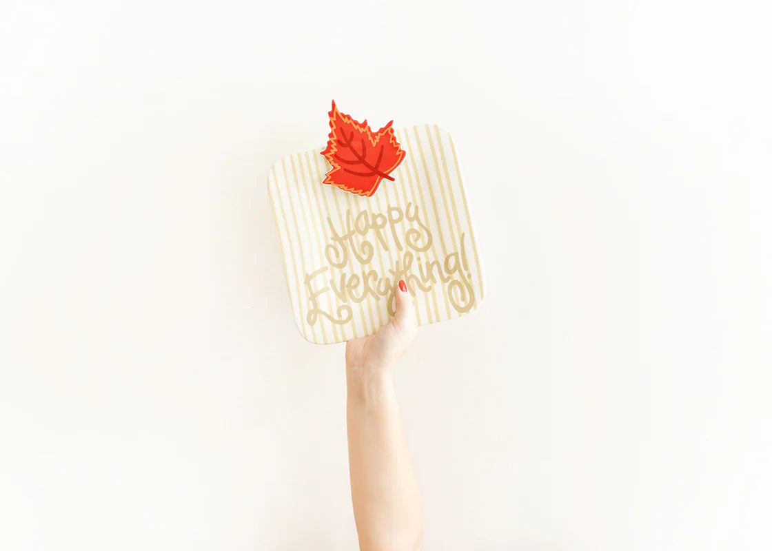 HAPPY EVERYTHING NEUTRAL SKINNY STRIPE 9.25 MINI PLATTER