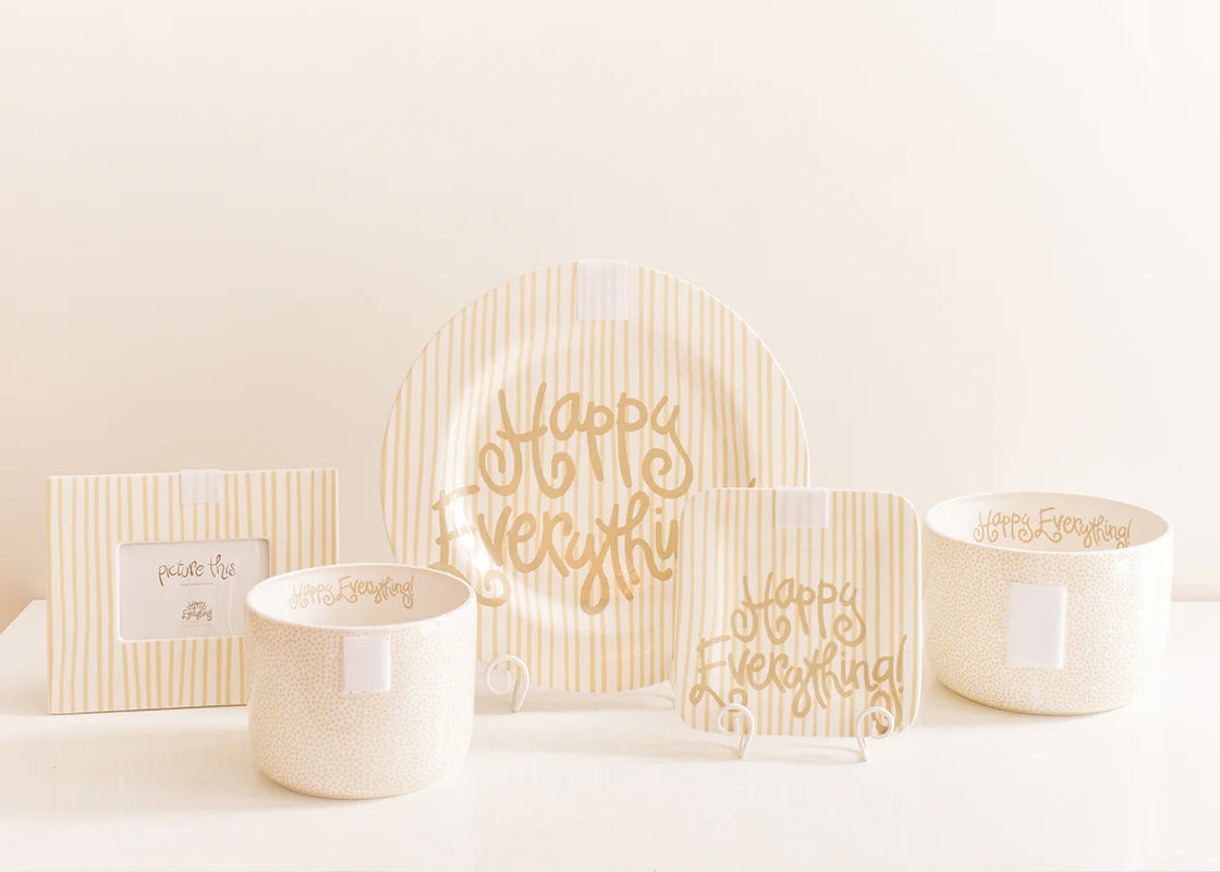 HAPPY EVERYTHING NEUTRAL SKINNY STRIPE 9.25 MINI PLATTER