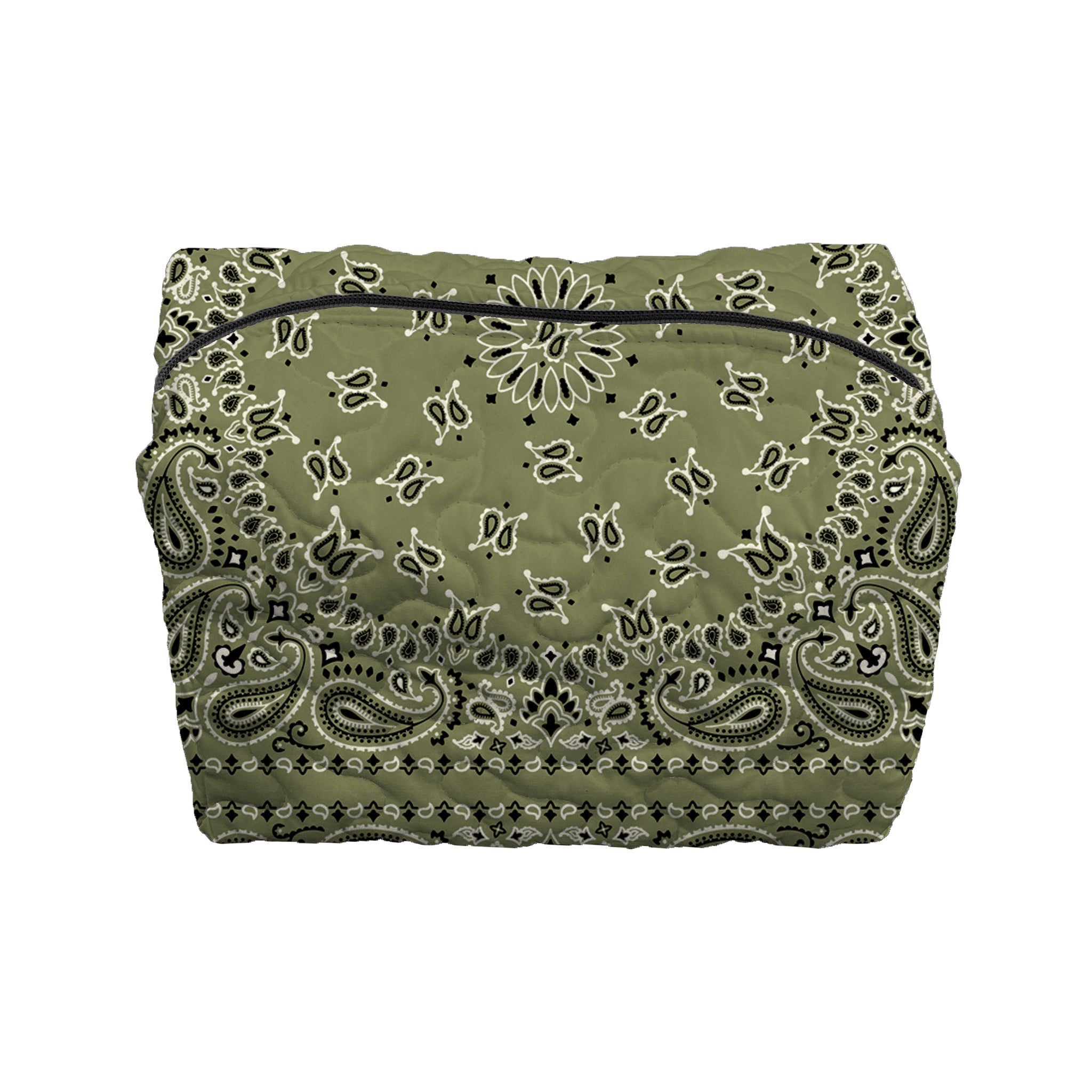 Ida Mae Homestead Bandana Olive Quilted Large Makeup Bag