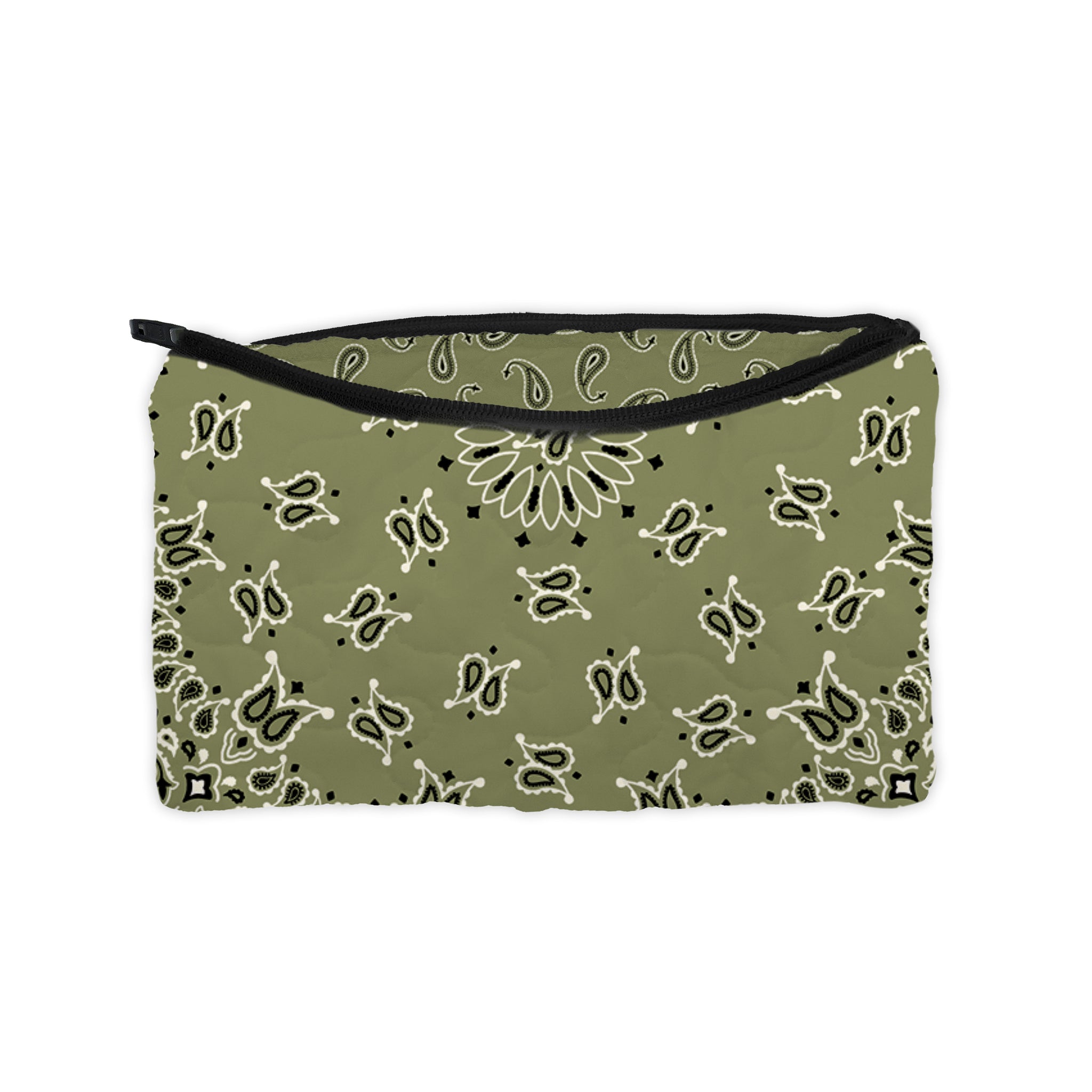 Ida Mae Homestead Bandana Olive Quilted Small Makeup Bag