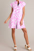 Eliza  Pink Short Sleeve Pattern Detail Dress