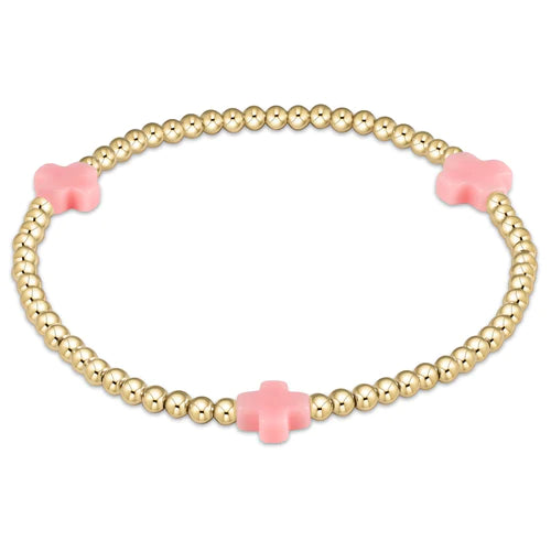 signature cross gold pattern 3mm bead bracelet - pink by enewton - A. Dodson's