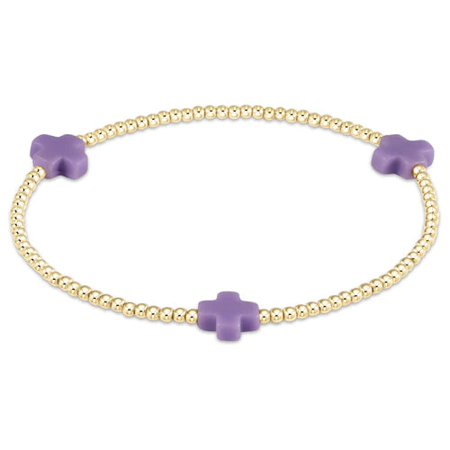 signature cross gold pattern 2mm bead bracelet - purple by enewton