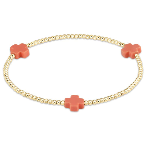 signature cross gold pattern 2mm bead bracelet - coral by enewton
