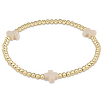 enewton extends signature cross gold pattern 3mm bead bracelet - off-white by enewton