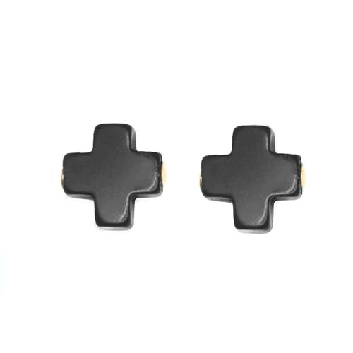 signature cross studs - onyx by enewton