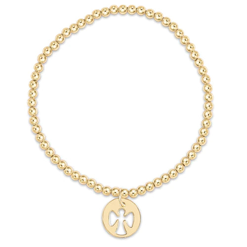 classic gold 3mm bead bracelet - guardian angel gold disc by enewton