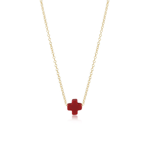16" necklace gold - signature cross - red by enewton