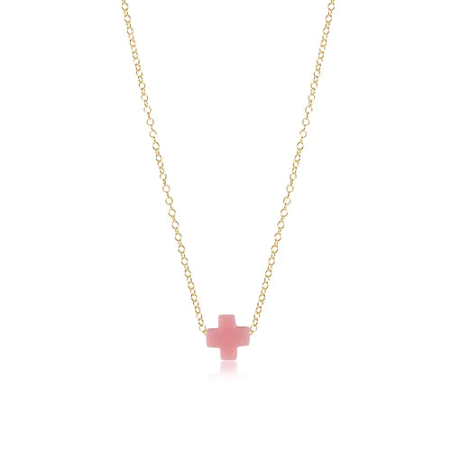 16" necklace gold - signature cross - pink by enewton