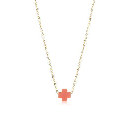 16" necklace gold - signature cross - coral by enewton