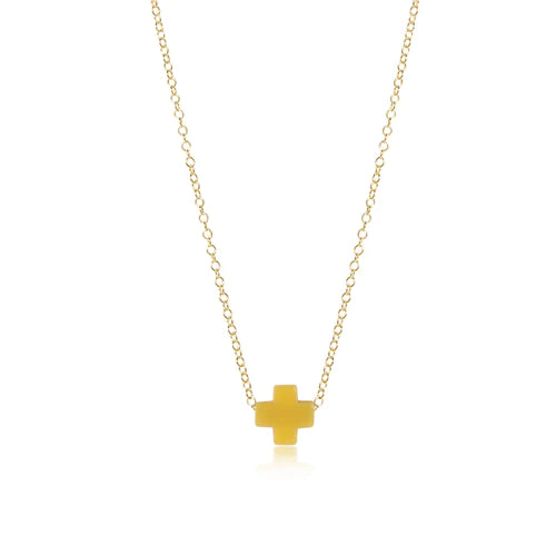 16" necklace gold - signature cross - canary by enewton