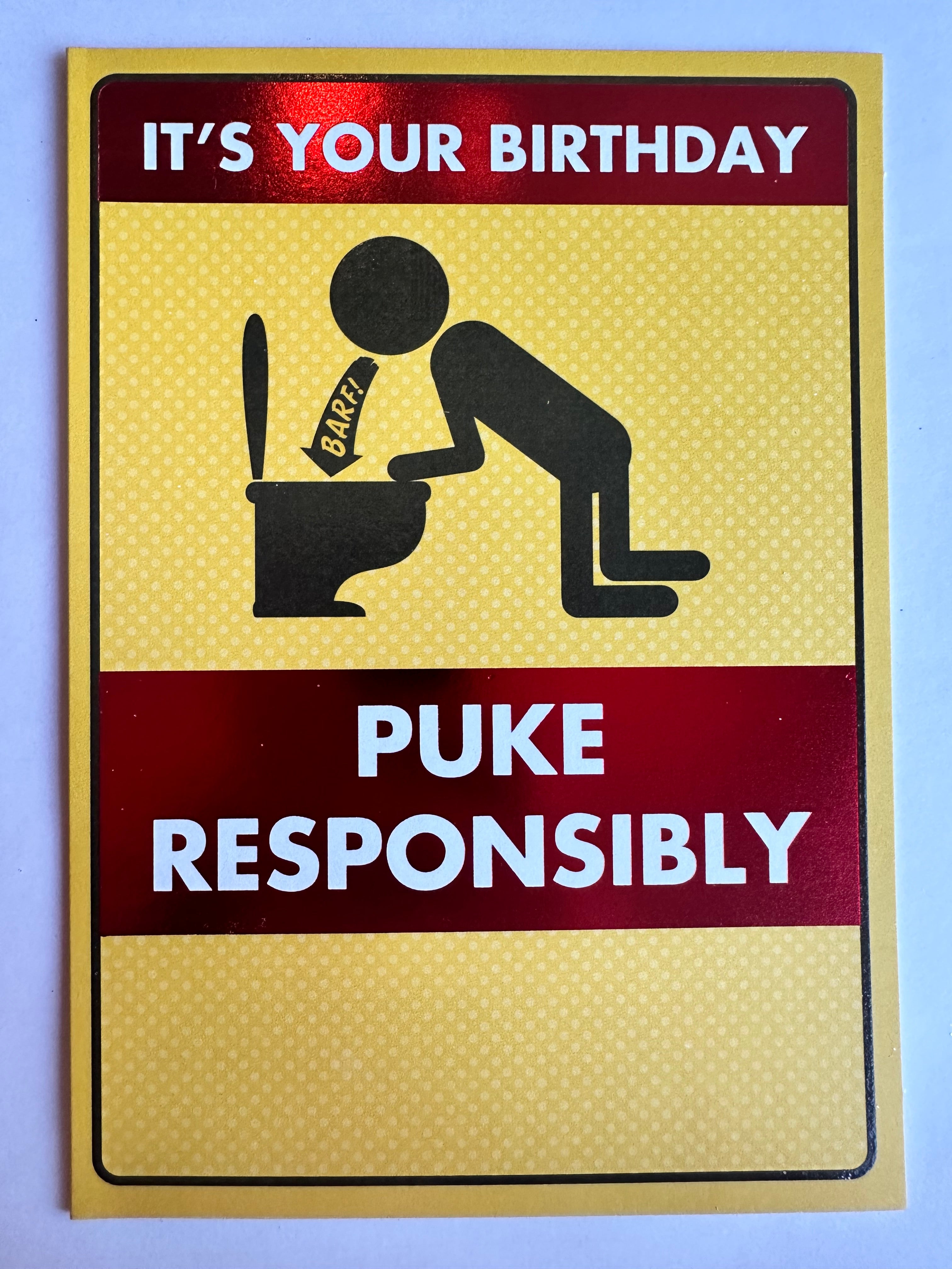 PUKE RESPONSIBLY CARD - A. Dodson's
