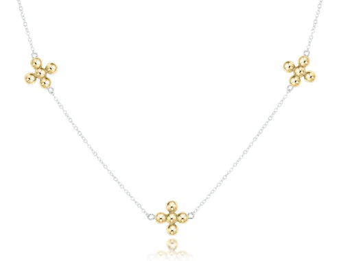15" choker simplicity chain sterling mixed metal - classic beaded signature cross gold by enewton