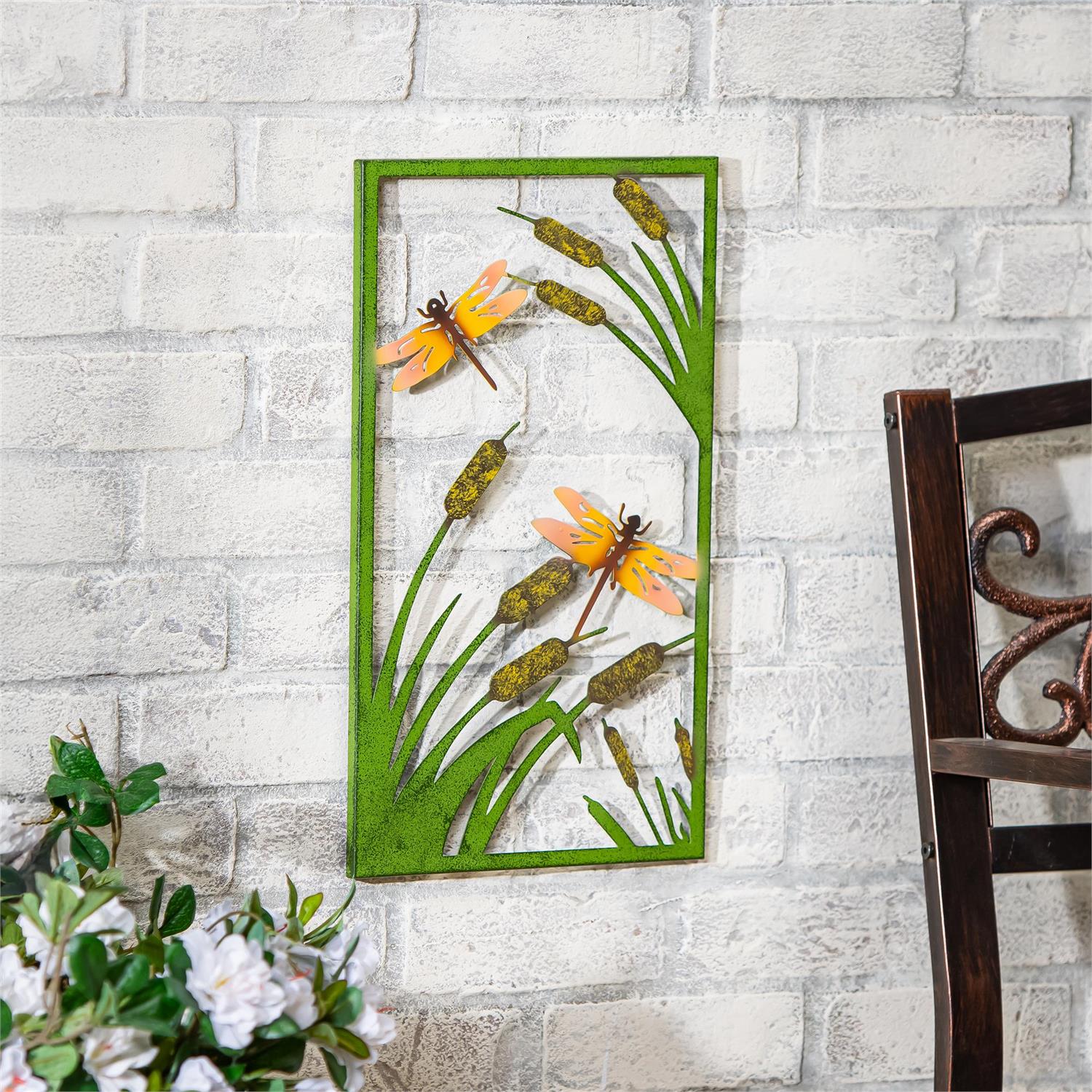 Pollinator Garden Outdoor Wall Decor, Metal, Dragonfly