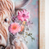 Metal, Yak with Florals Metal with Wooden Frame Wall Art