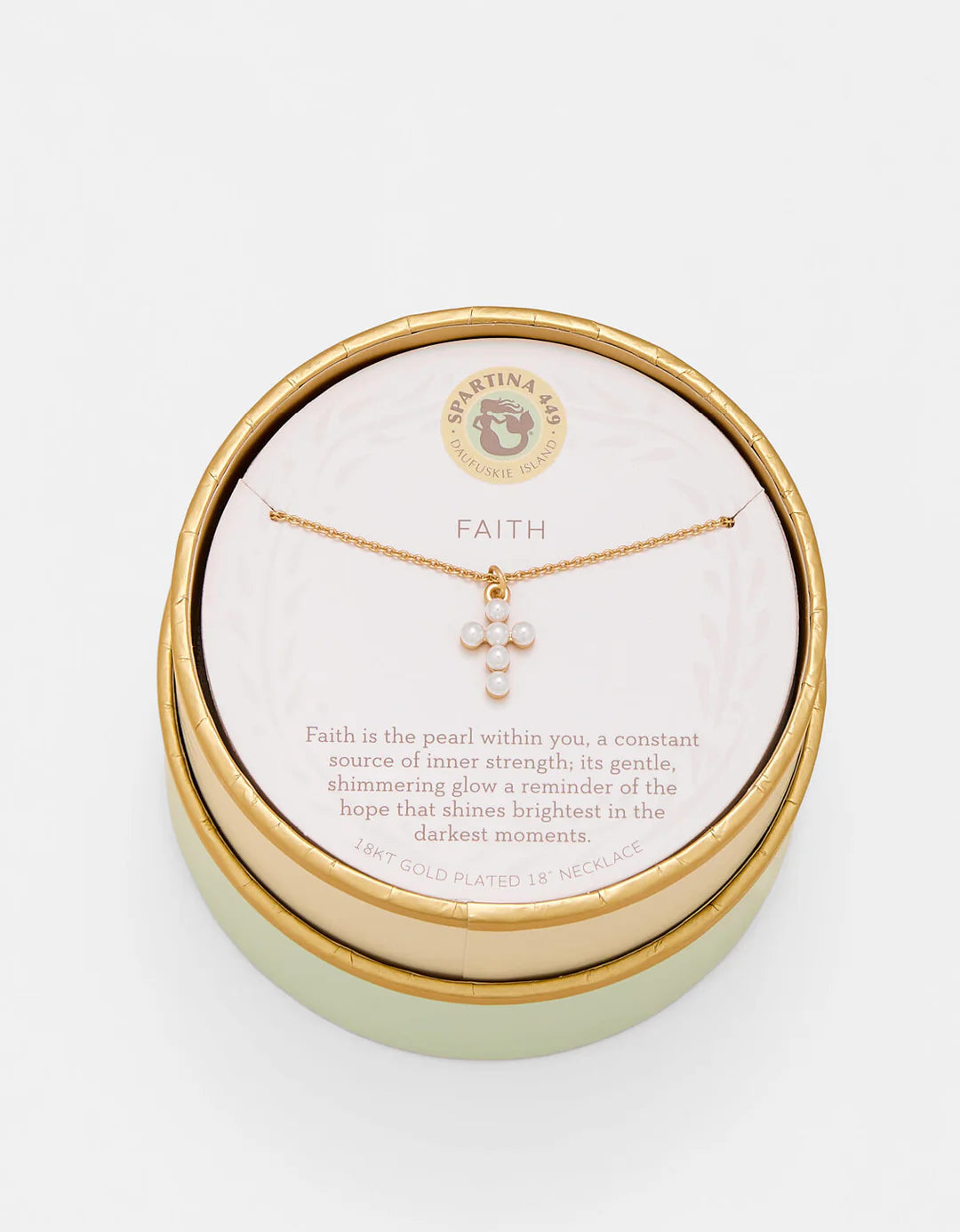Spartina SLV Necklace 18" Faith/Pearl Cross Gold by Spartina 449 - view 2