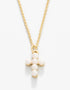 Spartina SLV Necklace 18" Faith/Pearl Cross Gold by Spartina 449