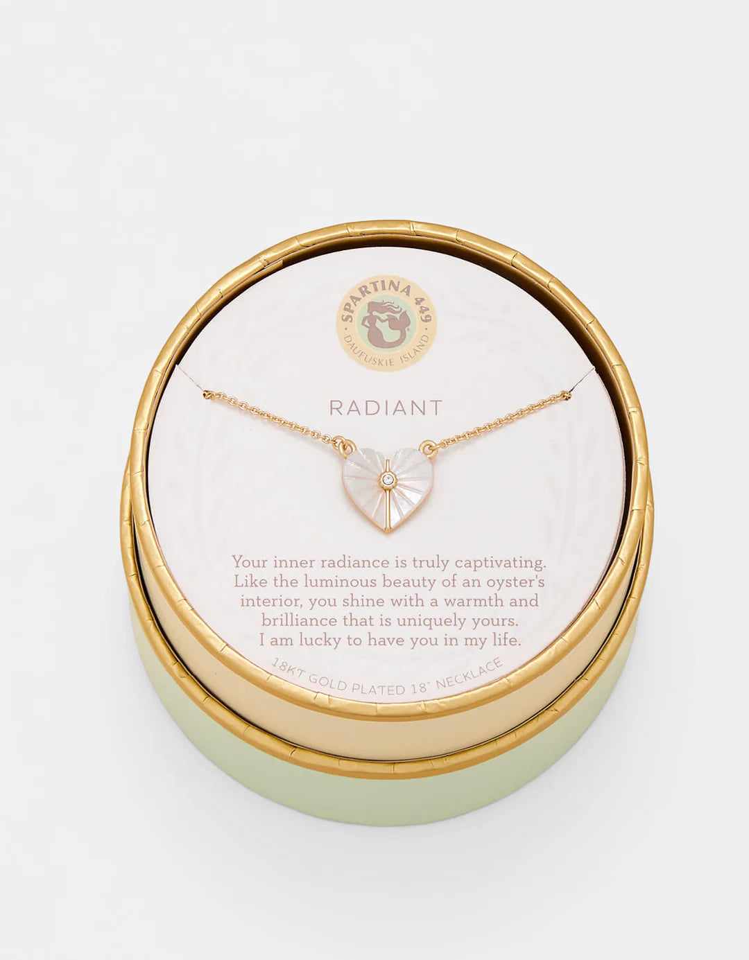 Spartina SLV Necklace 18" Radiant/Mother-of-Pearl Heart Gold by Spartina 449 - view 2