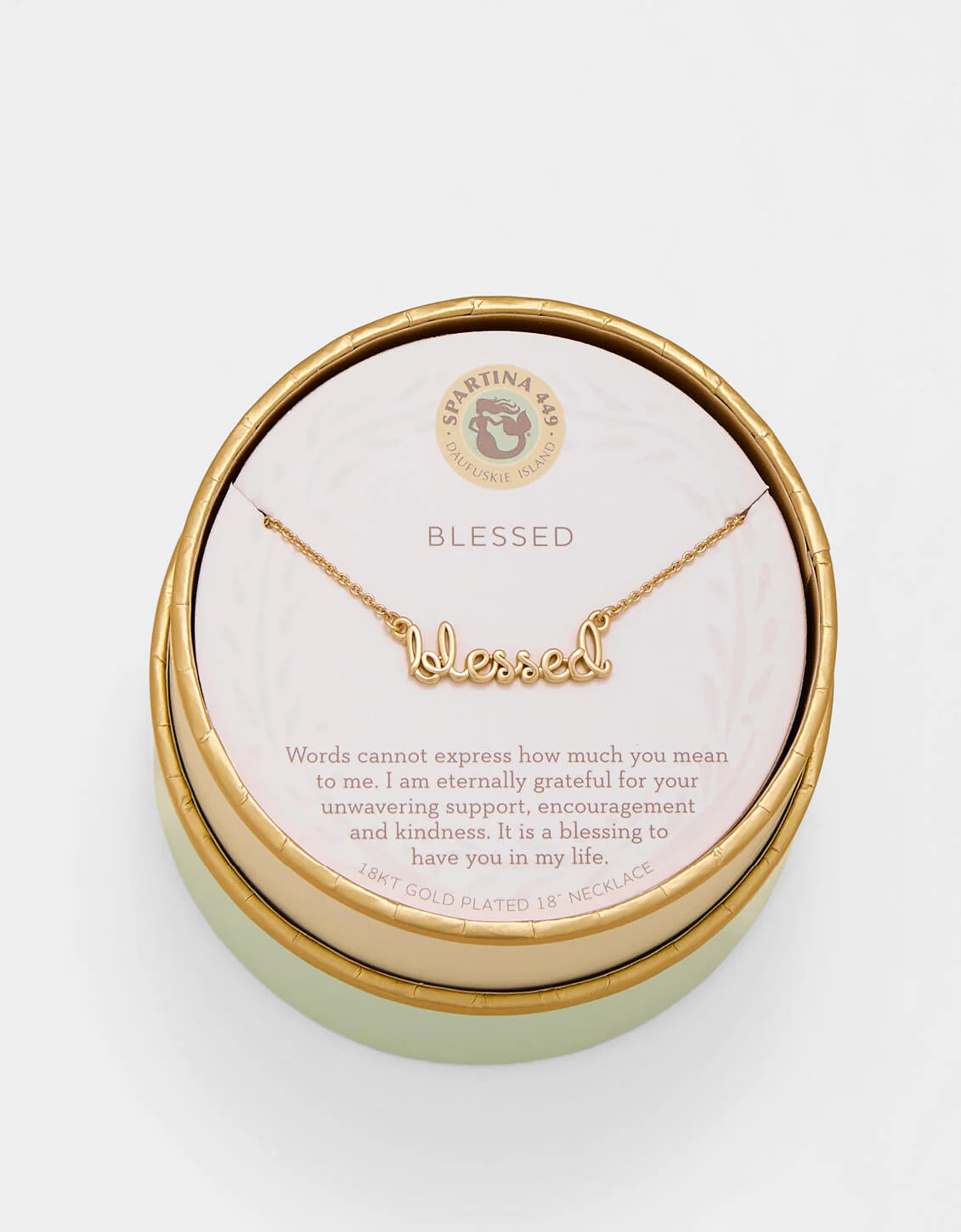 Spartina SLV Necklace 18" Blessed/Script Gold