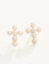 Spartina SLV Stud Earrings Faith/Pearl Cross Gold