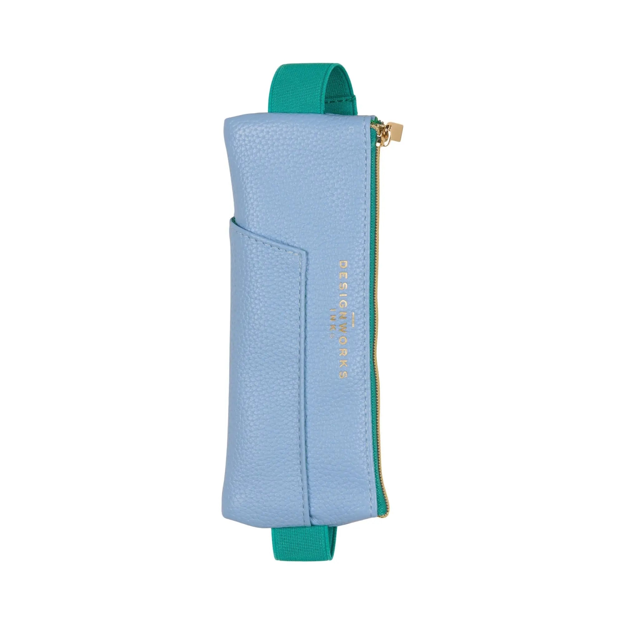 Vegan Leather Pen Pouch - Light Blue + Green - A. Dodson's