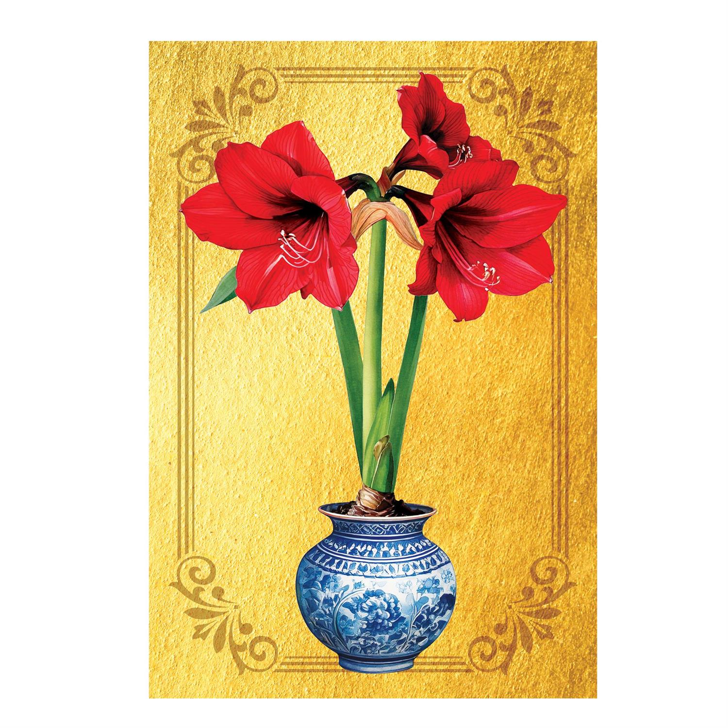 Gilded Amaryllis Lustre Garden Flag
