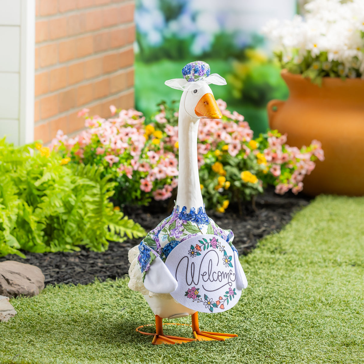 Giddy the Goose Mint Garden Spring Lawn Goose Outfit | Evergreen Enterprises TD6GNGS26
