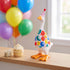 Tabletop fabric Gordy goose wearing the Birthday accessory set
