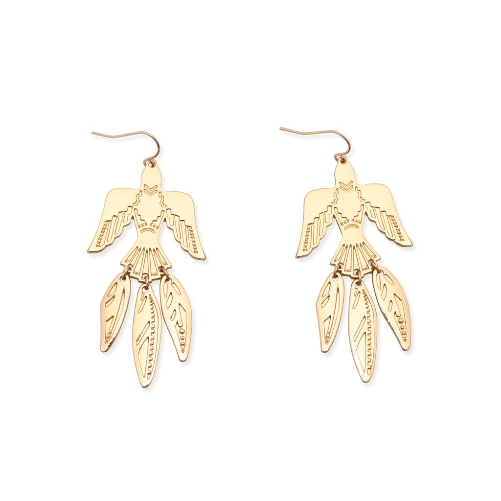 Tallulah-Gold hammered Bird Earrings
