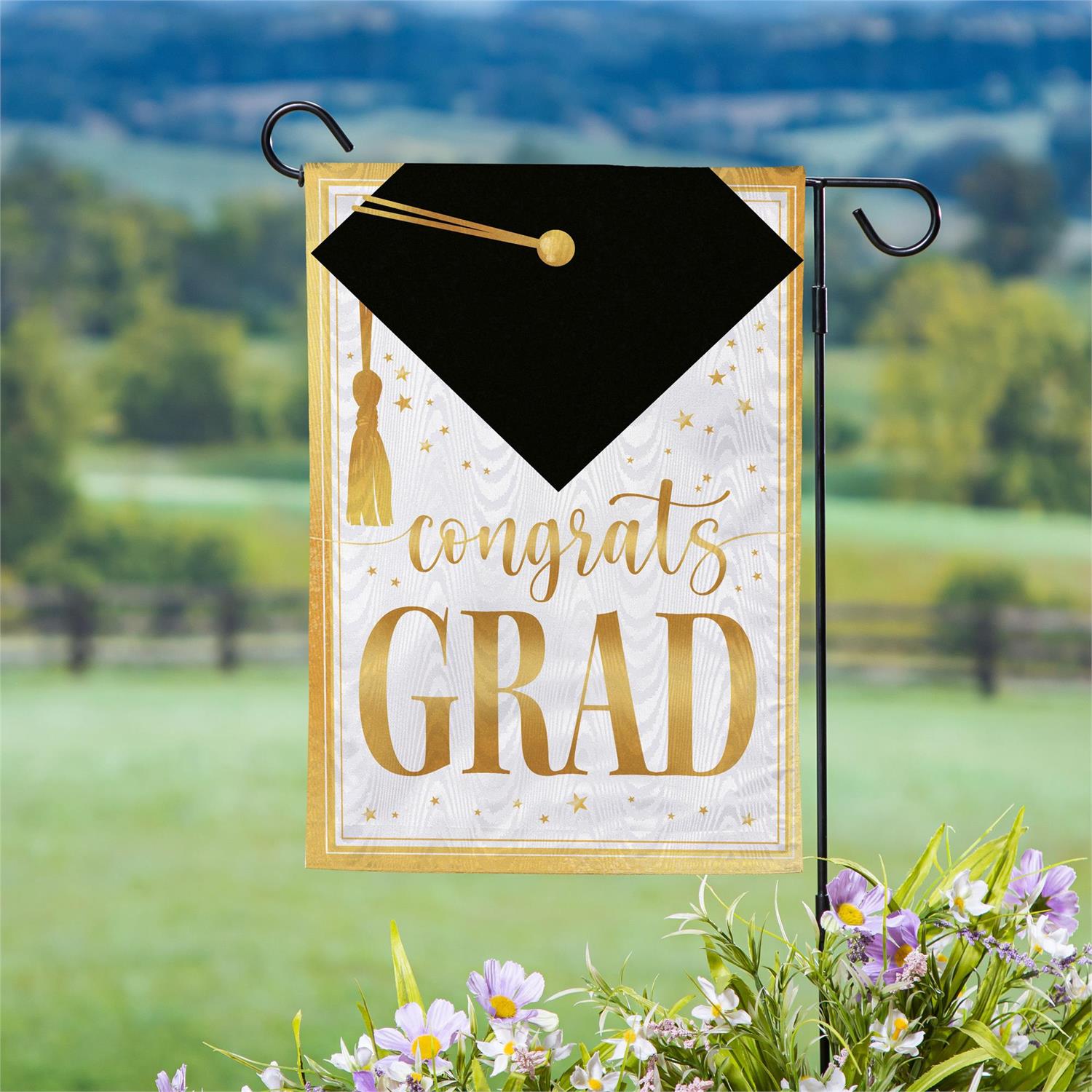 Graduation Moire Garden Flag