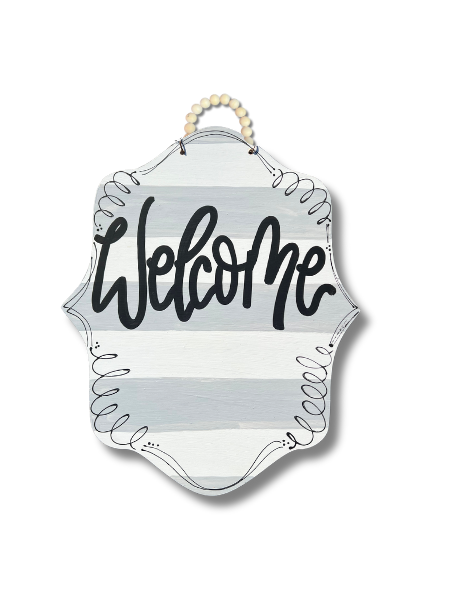 "Welcome" Stripe Door Hanger Mini Compatible
