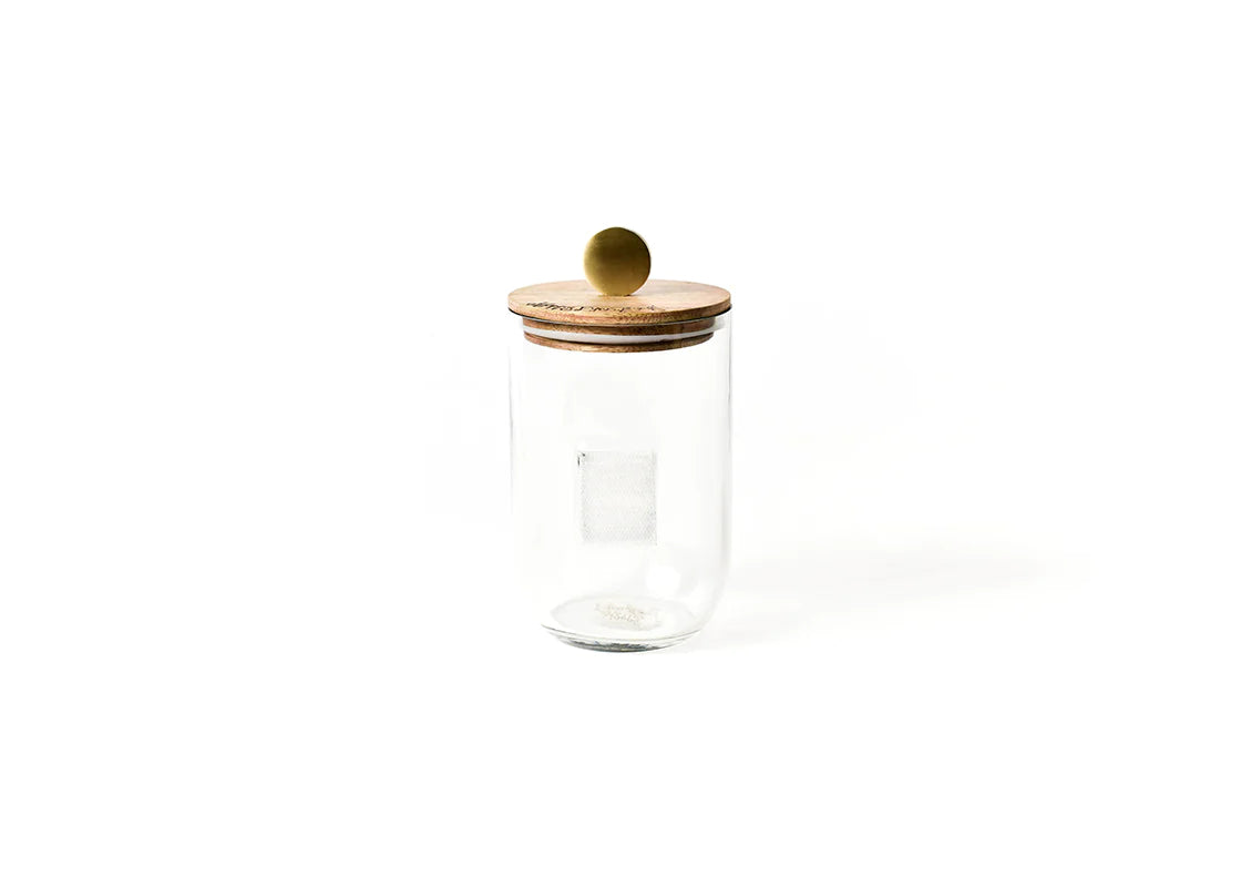 HAPPY EVERYTHING SMALL MINI WOODEN LID GLASS JAR - A. Dodson's