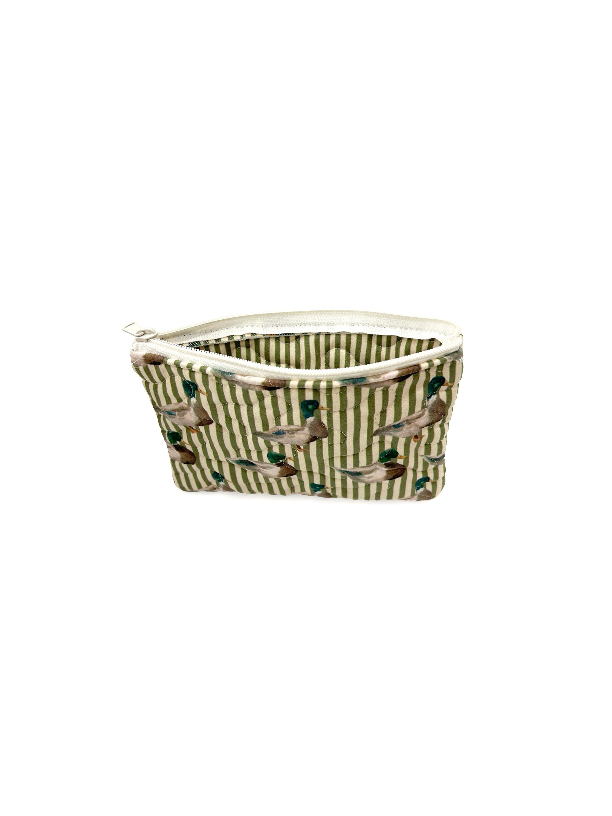 Ida Mae Mallory Ducks Icon Olive Linen Quilted Small Makeup Bag - view 2 of 2