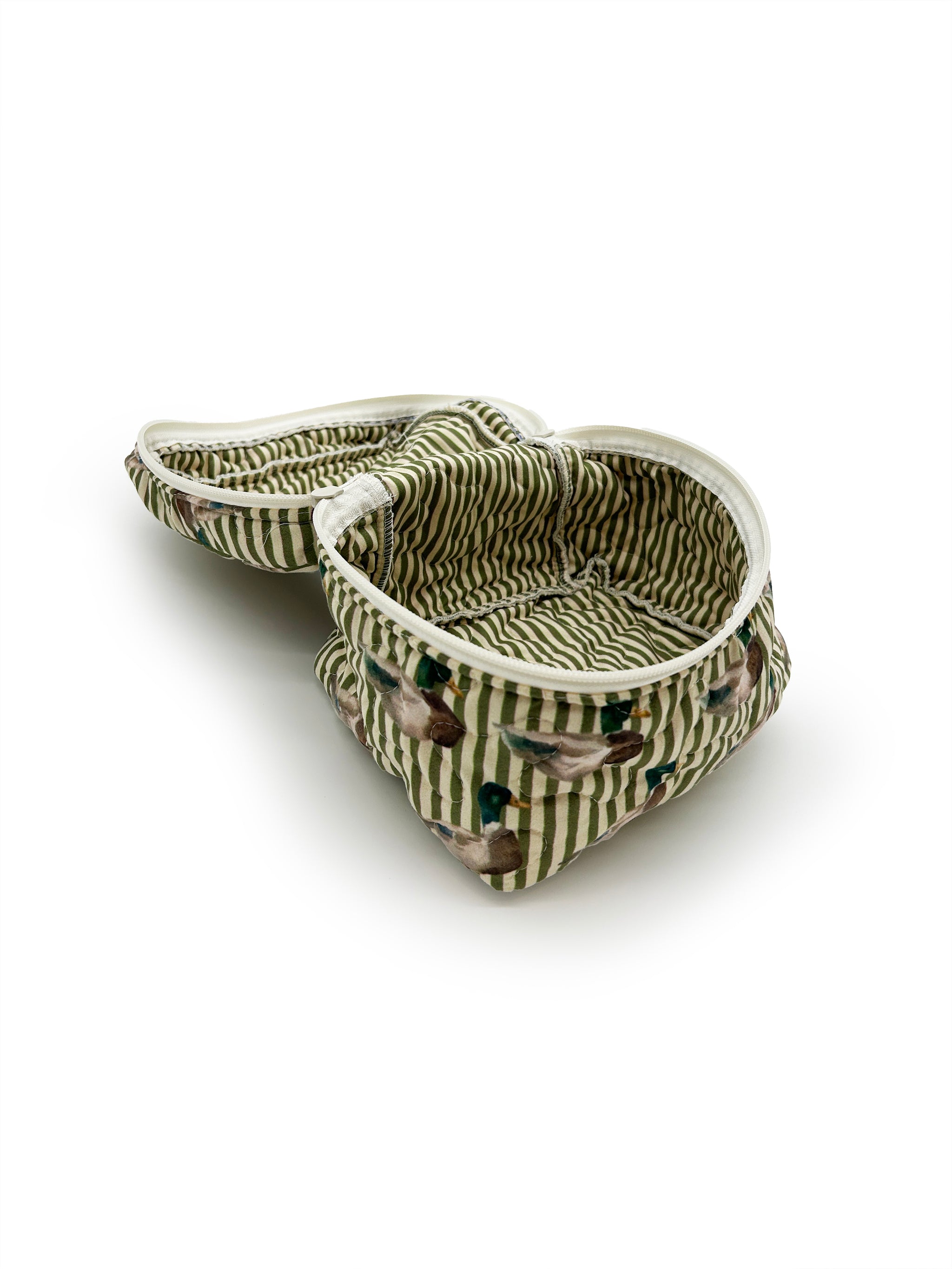 Ida Mae Mallory Ducks Icon Olive Linen Quilted Travel Case - view 2 of 2