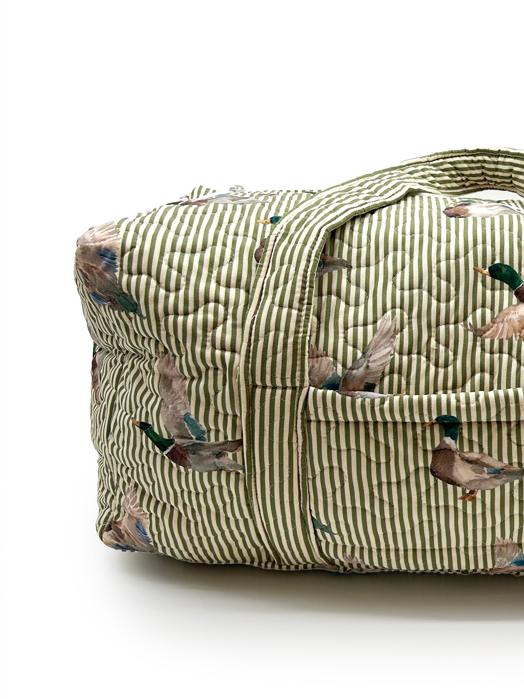 Ida Mae Mallory Ducks Olive Linen Quilted Duffle Bag - view 2 of 3