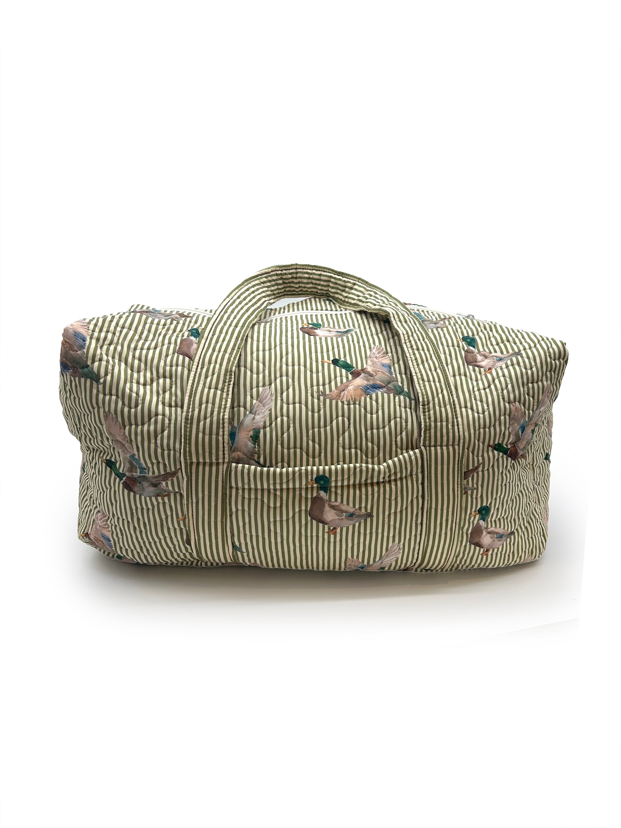 Ida Mae Mallory Ducks Olive Linen Quilted Duffle Bag - view 1 of 3
