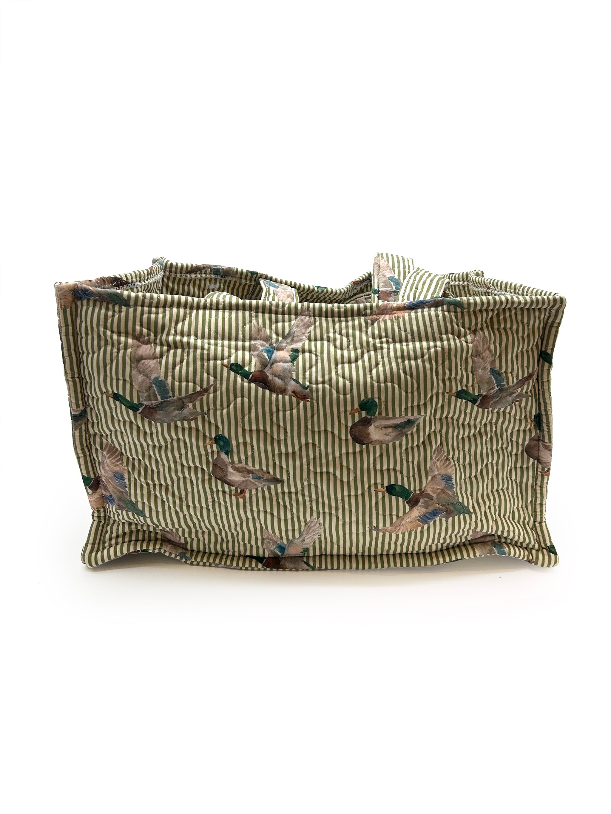 Ida Mae Mallory Ducks Olive Linen Quilted Tote Bag - view 1 of 2
