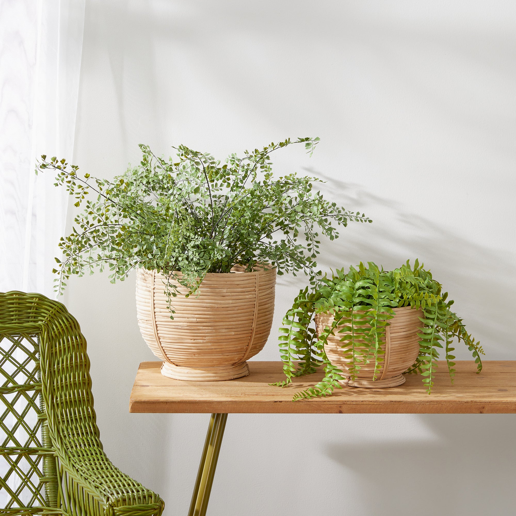 Cane Rattan Decorative Footed Bowls, Set Of 2 - View 4