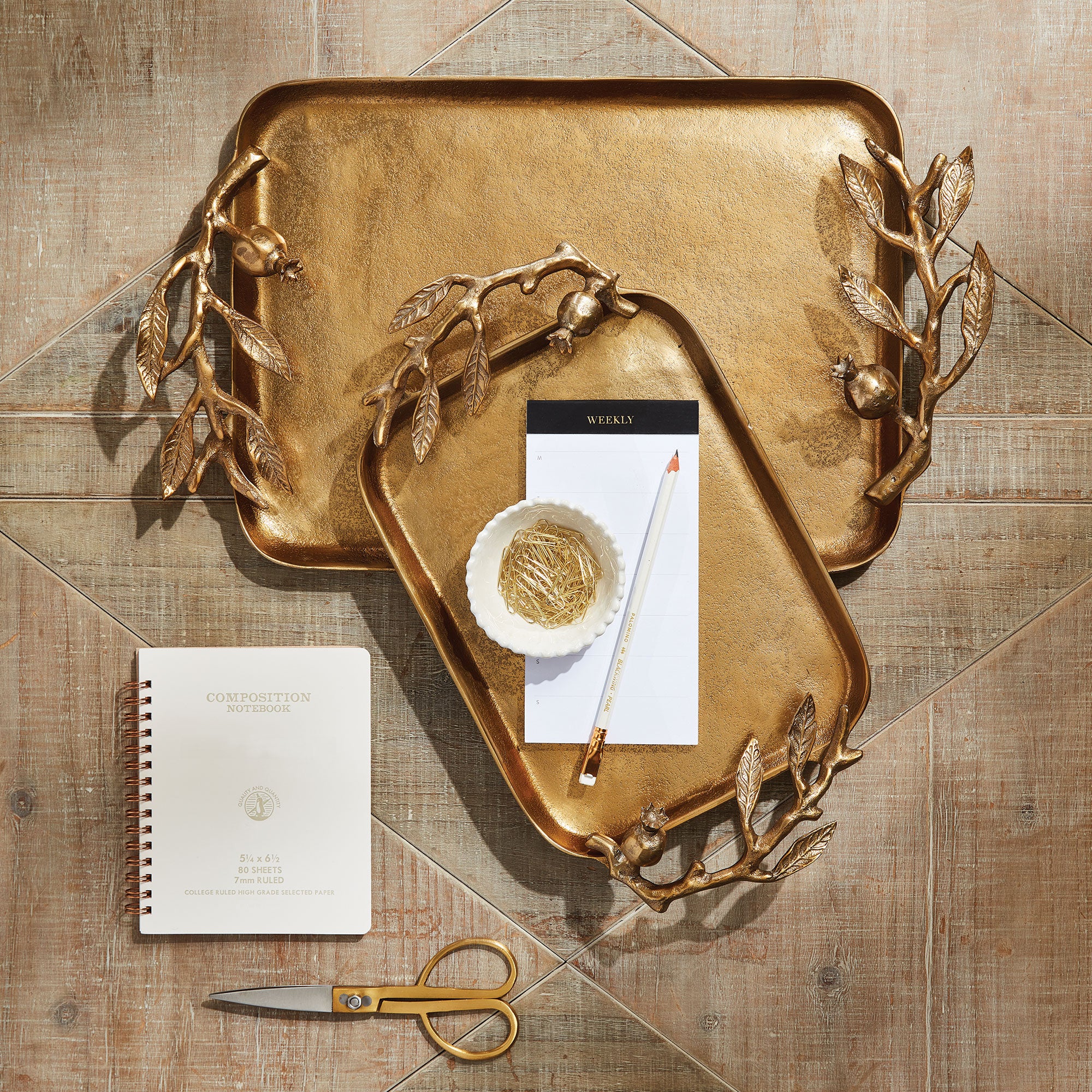 POMEGRANATE BRANCH DECORATIVE TRAYS, SET OF 2 - view 6