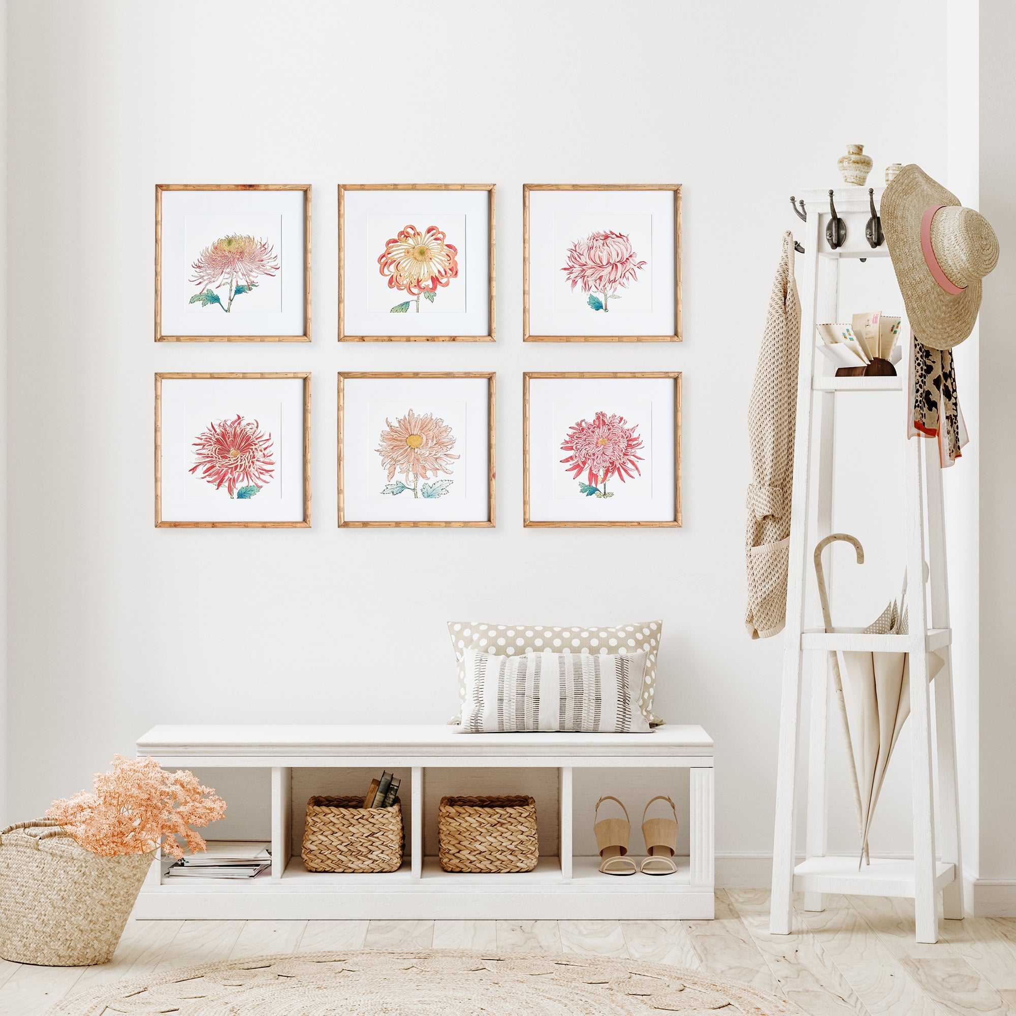 COLORFUL CHRYSANTHEMUM PRINTS, SET OF 6 - view 3