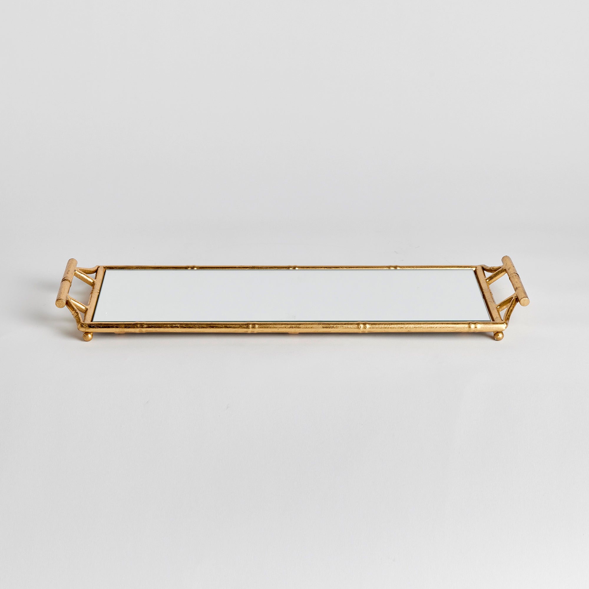 Daphne Narrow Mirrored Tray With Handles - View 5
