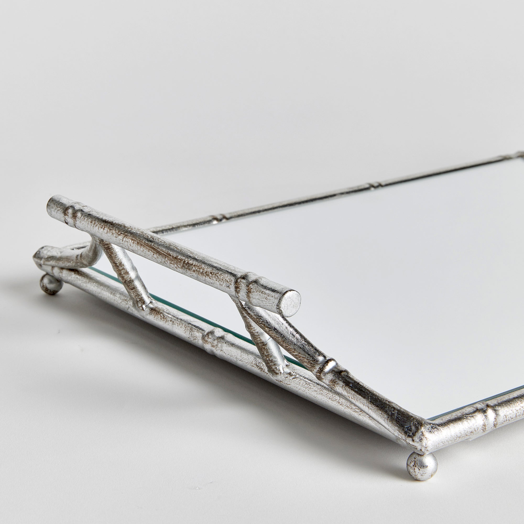 Daphne Mirrored Tray With Handles - View 2